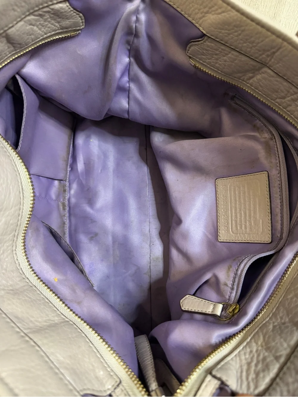 Coach Taupe Leather Tote with Chain-Link Handles